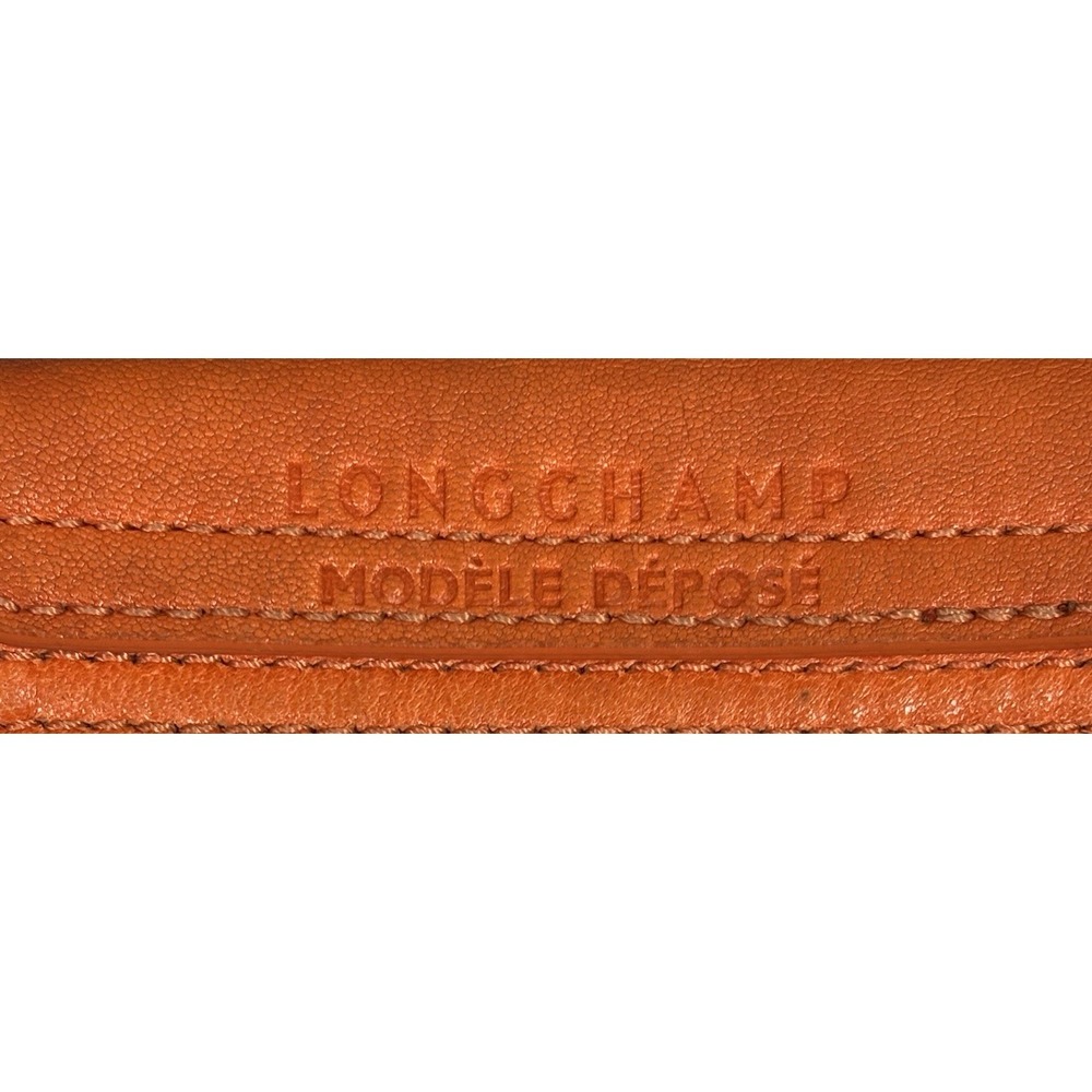 Longchamp Modele Depose Crossbody Bag Leather Orange Cognac Silver Hardware - Picture 4 of 16